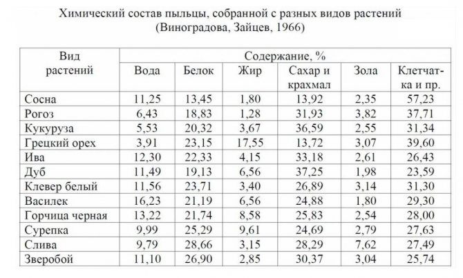 Химический состав пыльцы